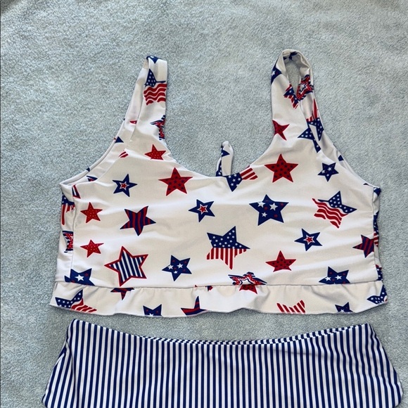 Zaful Star and Stripe Bikini - Red, Blue, White - Picture 4 of 6